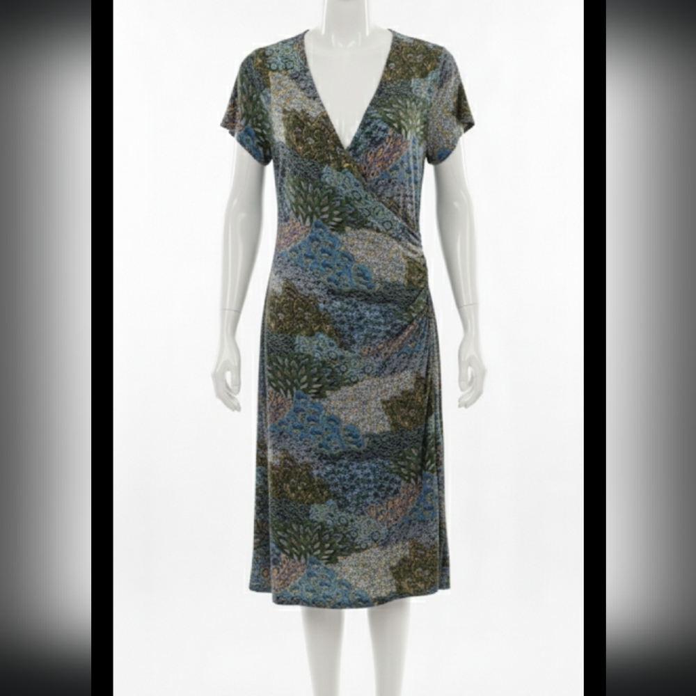 Summer Dress Vibrant Blue and Green Patterned Dress